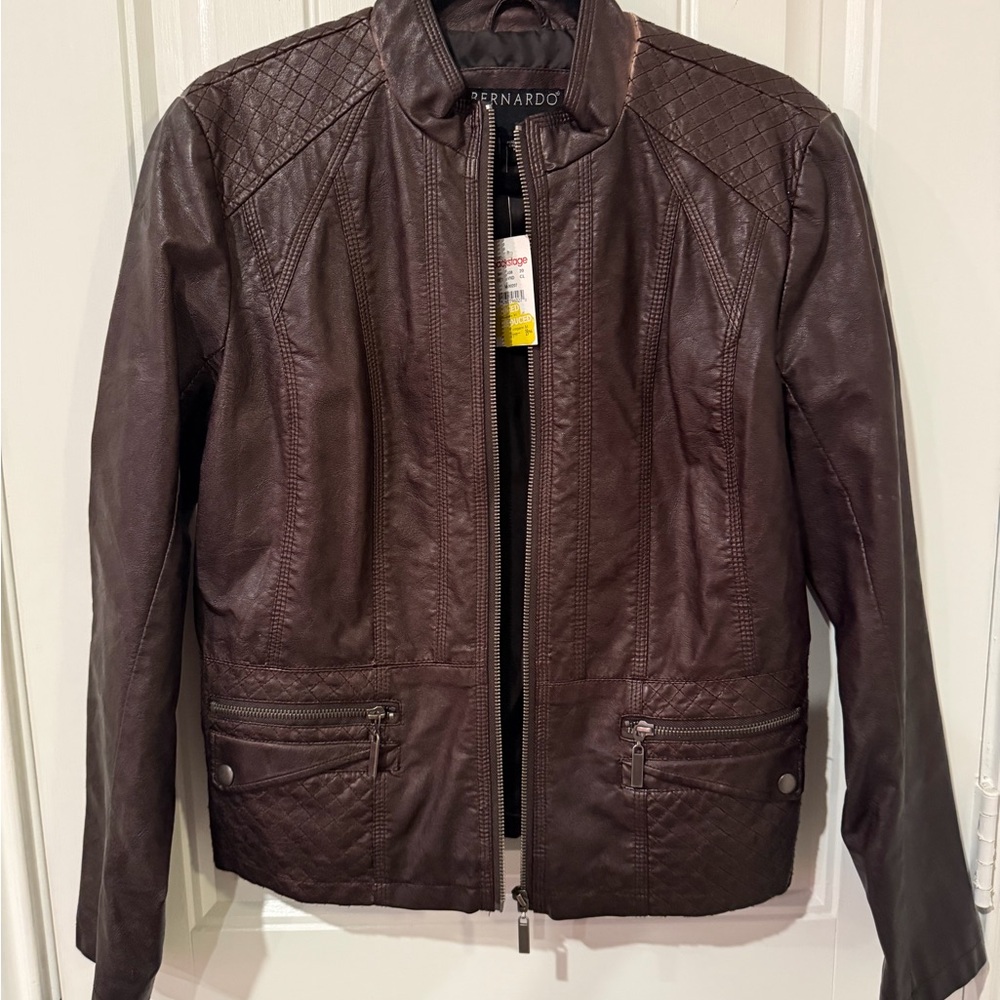 Bernardo Men's Dark Brown Quilted Leather Bomber Jacket